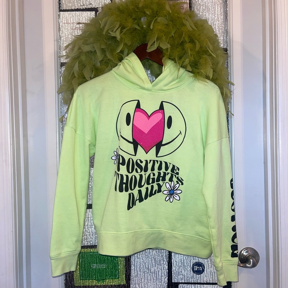 Justice Lime Green Positive Thoughts Hoodie